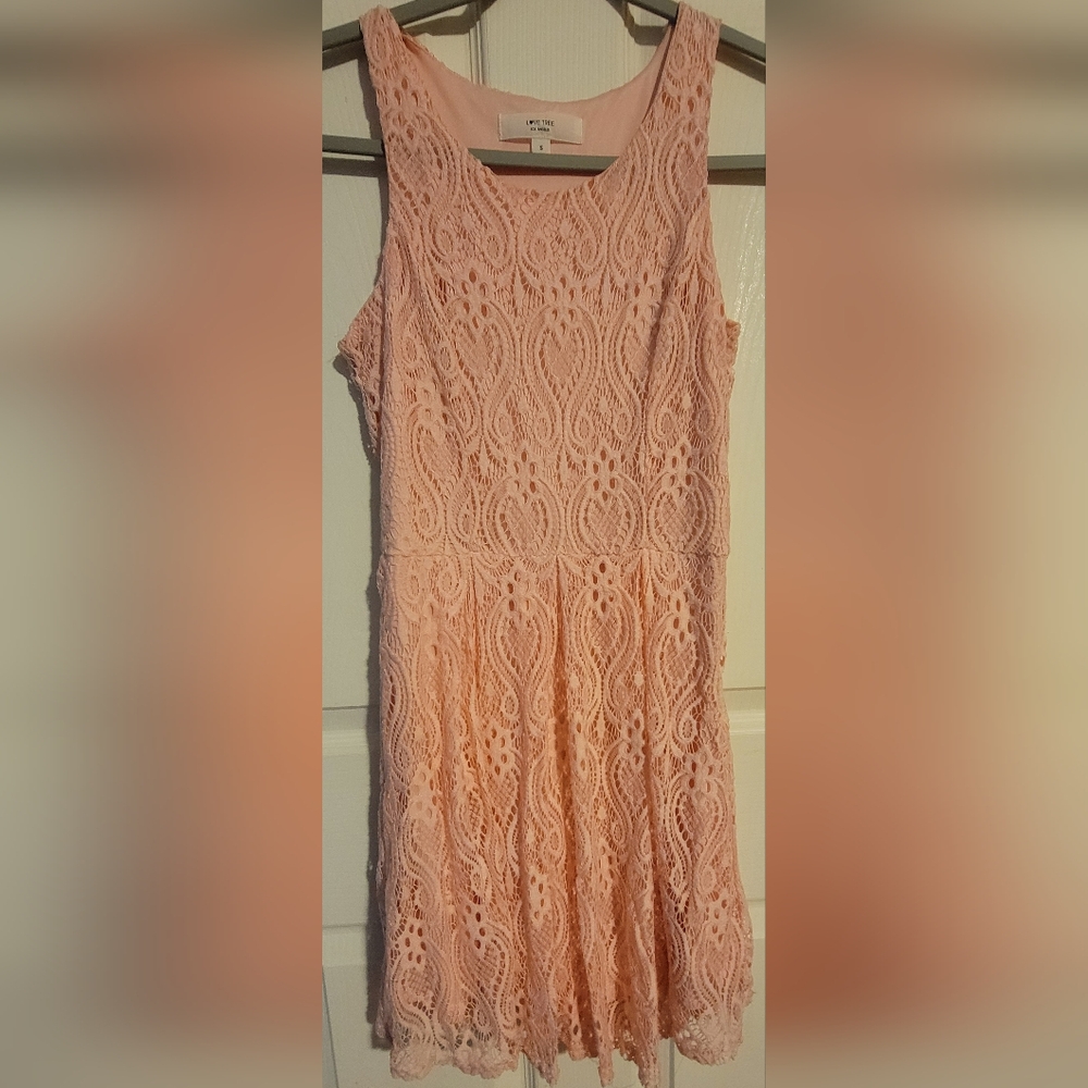 Love tree Pink Pleated lace dress